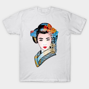 Japanese Geisha Chrysanthemum Kimono 107 T-Shirt